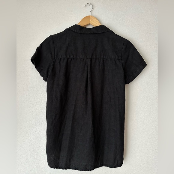 Beaton Linen Short Sleeve Button Up Black, Small - Picture 4 of 4